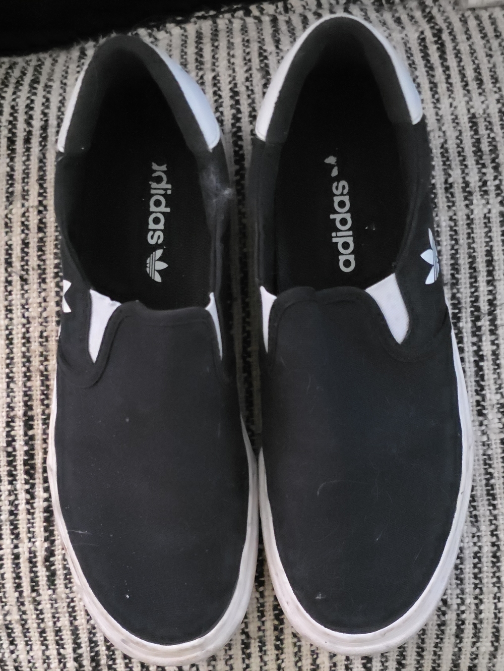Adidas Black and White Slip-On Loafers Mens
